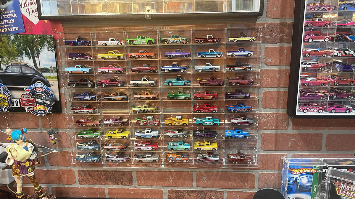 60 Slot Flat Back Wall Display for 1:64 Scale Loose Diecast - Clear