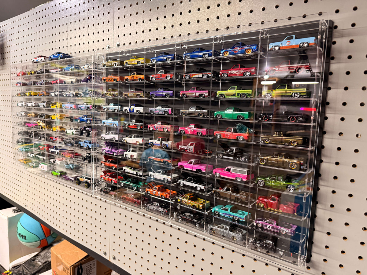 60 Slot Flat Back Wall Display for 1:64 Scale Loose Diecast - Matte Balck