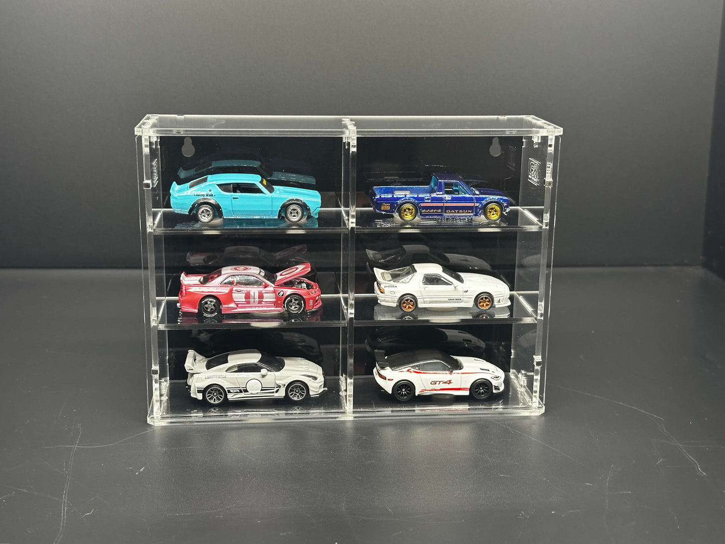 THE SIX PACK acrylic wall display case with 1:64 scale model cars
