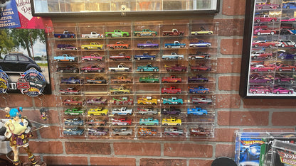 60 Slot Flat Back Wall Display for  1:64 Scale Loose Diecast - Clear