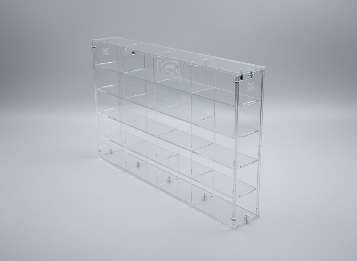 THE TWENTY PACK - Acrylic display case with a clear background that holds up to 20 individual 1:64 scale model vehicles