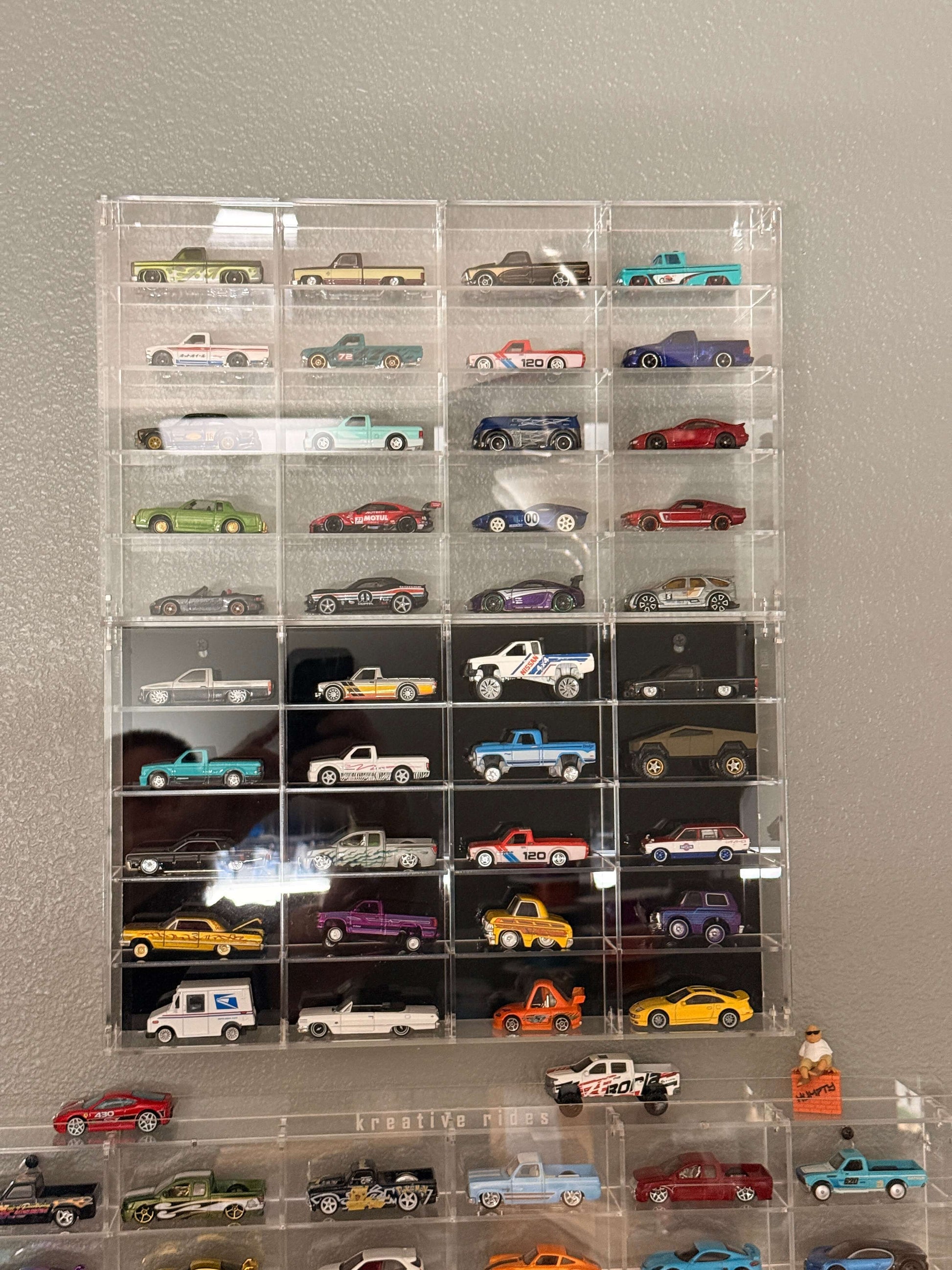 THE TWENTY PACK - Acrylic display case with a clear or black background that holds up to 20 individual 1:64 scale model vehicles