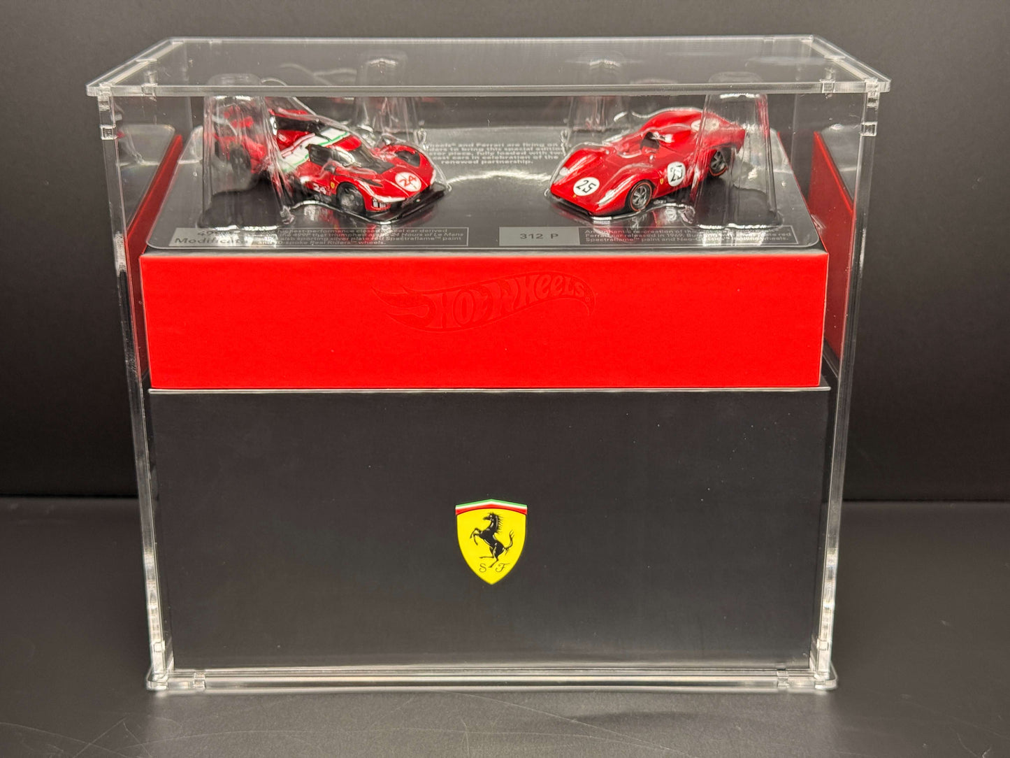Premium acrylic display case for Hot Wheels x Ferrari Heritage Set