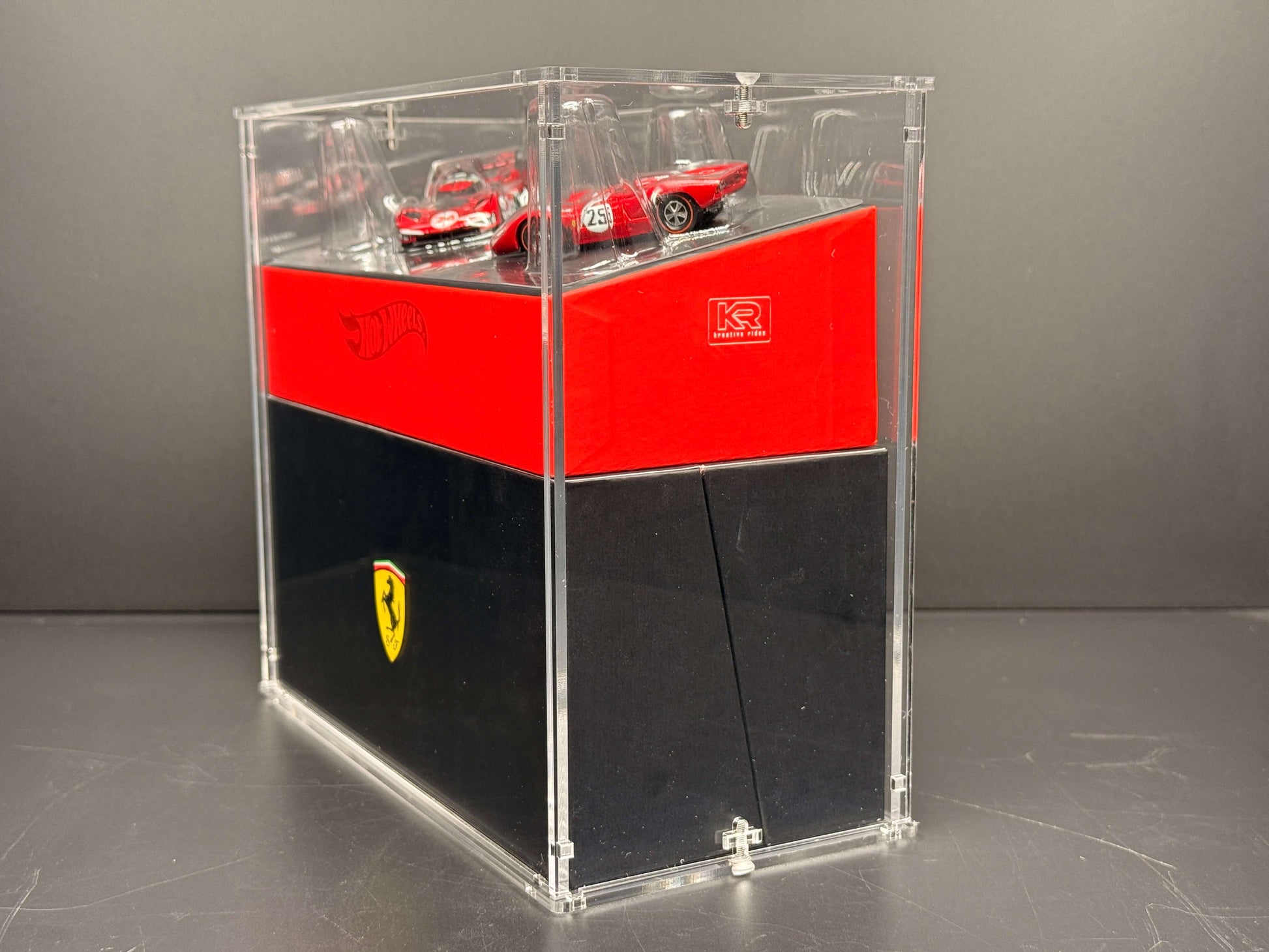 Premium acrylic display case for Hot Wheels x Ferrari Heritage Set