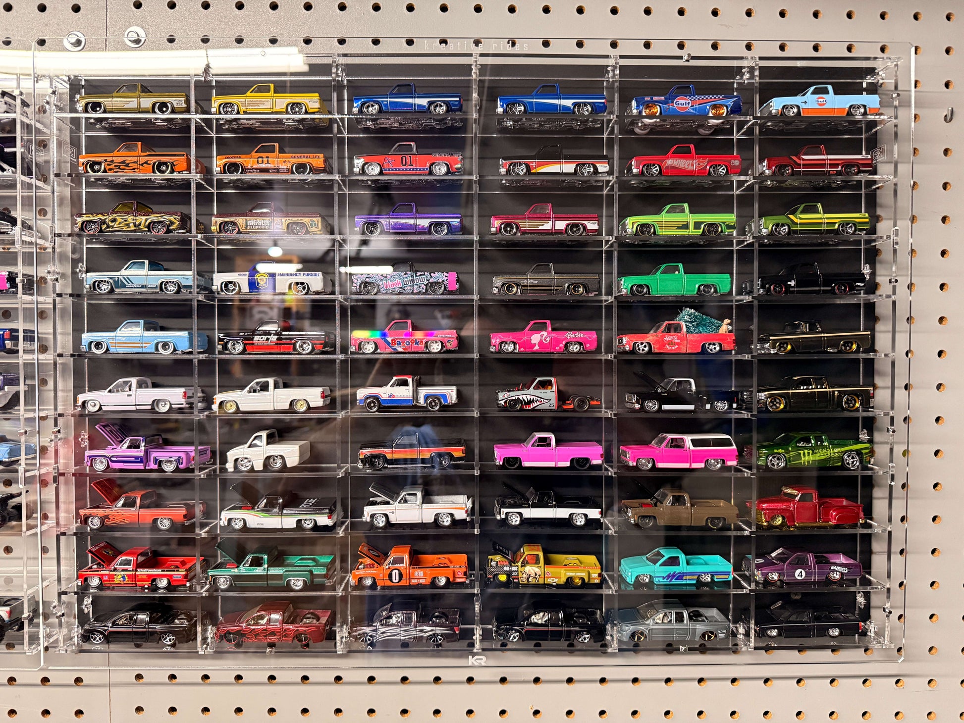 60 Slot Flat Back Wall Display for  1:64 Scale Loose Diecast - Matte Black