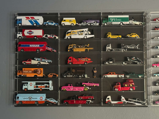21-Slot Wall Display for 1:64 Scale Loose Transport Diecast | Deep Series | Flat Back