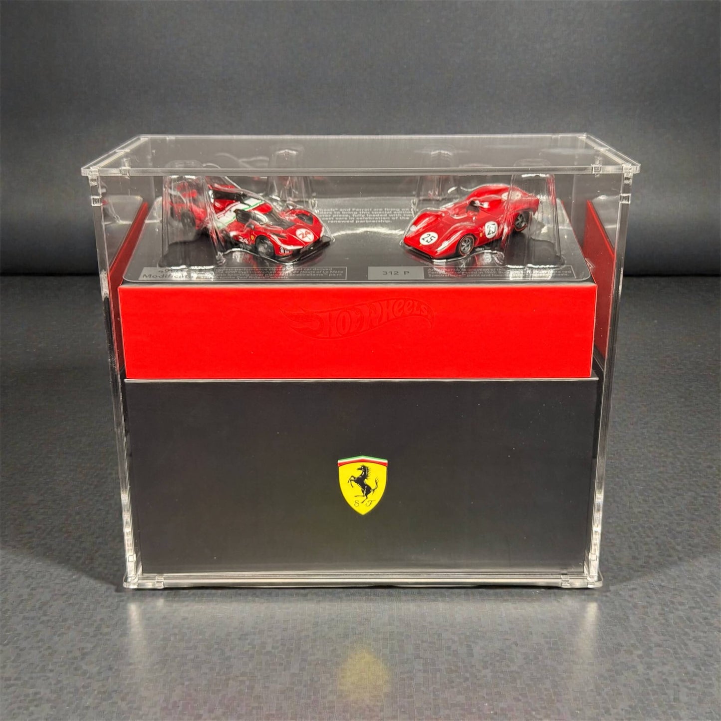 Premium acrylic display case for Hot Wheels x Ferrari Heritage Set