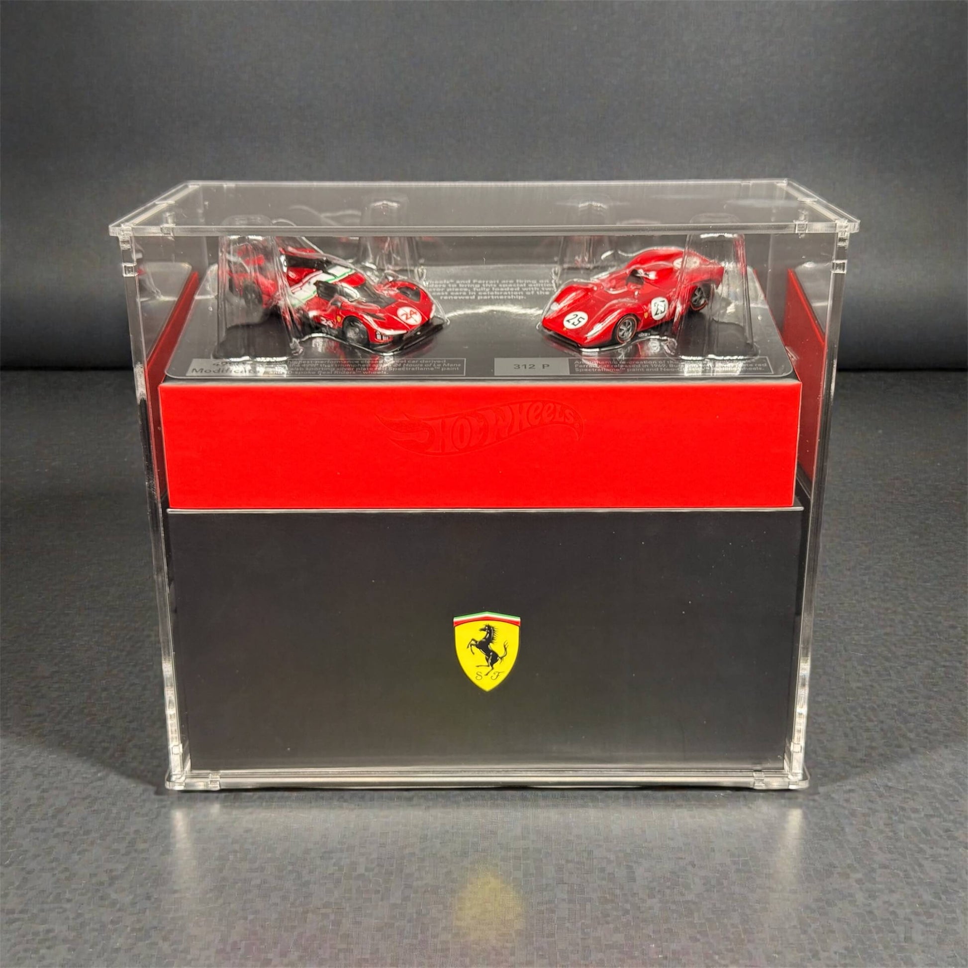 Premium acrylic display case for Hot Wheels x Ferrari Heritage Set